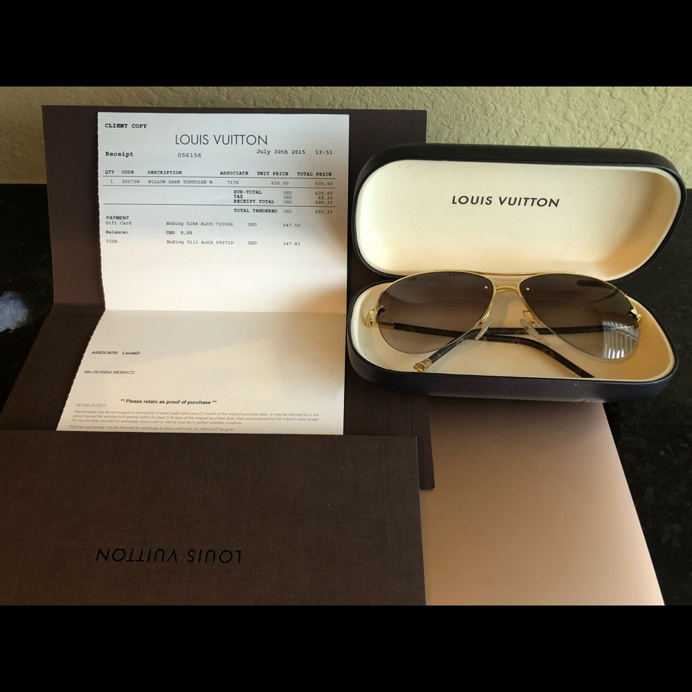 Authentic Louis Vuitton sunglasses Willow Tortoise